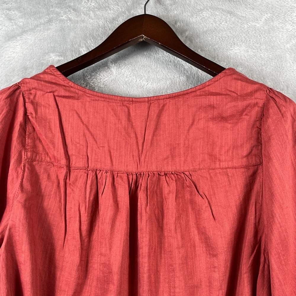 Old Navy Womens XL Embroidered Square Neck Top Red Sumac Cotton Boho Peasant - Picture 5 of 10
